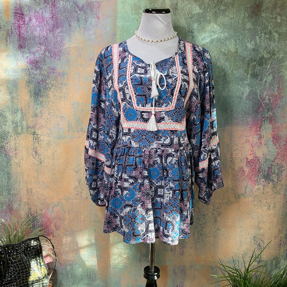 NWT📌 Vintage America Crochet Trim Peasant Top - Picture 9 of 15